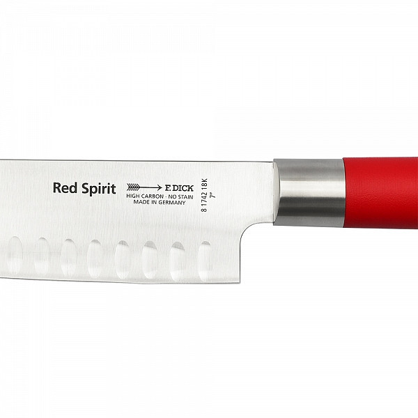 Nůž japonský Santoku F. Dick ze série Red Spirit 18 cm s výbrusem