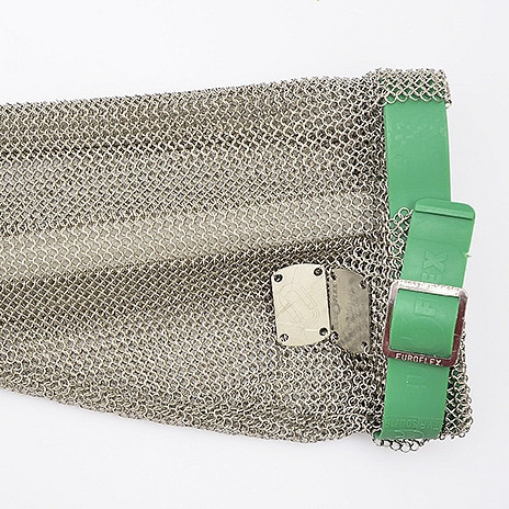 Rukavice drátěná neprůřezná + 19cm náplet se zelenými gumovými pásky Euroflex - Použitá