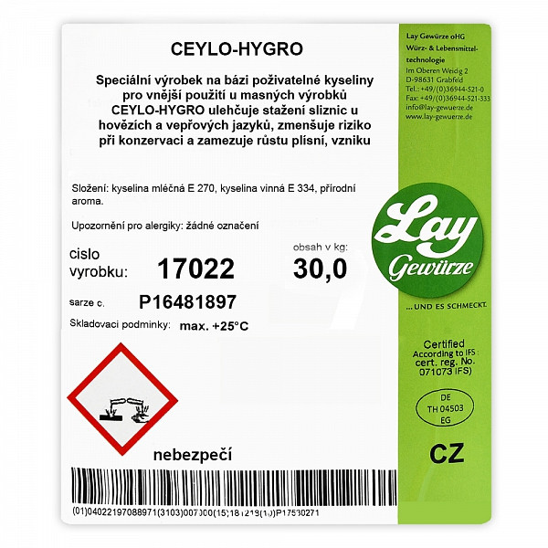 Ceylo Hygro 30 kg na kůžové emulze Lay