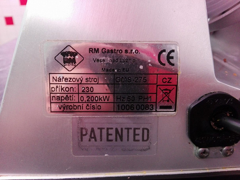 Nářezový (nářezák) stroj elektrický RM Gastro GMS - 275 č.1 - Použitý
