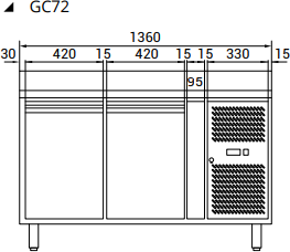 Chladicí stůl bez pracovní desky GC72 Tefcold